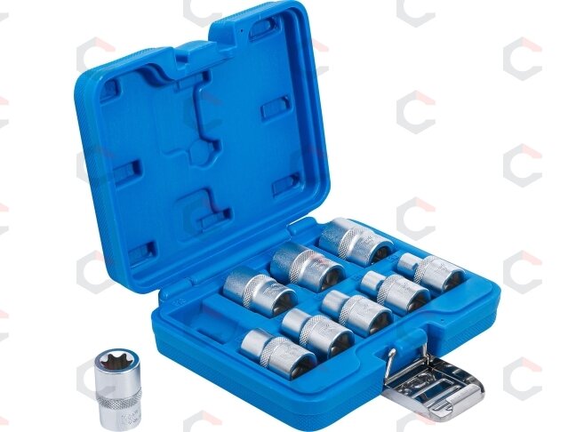 Galvučių rinkinys E-tipas | 12,5 mm (1/2") | E10 - E24 | 9 vnt. (6425) 3 Galvučių rinkinys E-tipas | 12,5 mm (1/2") | E10 - E24 | 9 vnt. (6425) 3