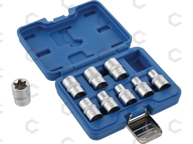 Galvučių rinkinys E-tipas | 12,5 mm (1/2") | E10 - E24 | 9 vnt. (6425) 7 Galvučių rinkinys E-tipas | 12,5 mm (1/2") | E10 - E24 | 9 vnt. (6425) 7