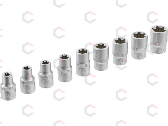 Galvučių rinkinys E-tipas | 12,5 mm (1/2") | E10 - E24 | 9 vnt. (6425) 8 Galvučių rinkinys E-tipas | 12,5 mm (1/2") | E10 - E24 | 9 vnt. (6425) 8