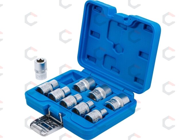 Galvučių rinkinys E-tipas | 12,5 mm (1/2") | E10 - E24 | 9 vnt. (6425) Galvučių rinkinys E-tipas | 12,5 mm (1/2") | E10 - E24 | 9 vnt. (6425)