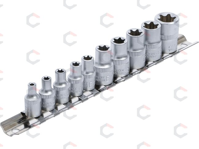 Galvučių rinkinys E-Tipas | 6,3 mm (1/4") / 10 mm (3/8") | E4 - E16 | 10 vnt. (9548) Galvučių rinkinys E-Tipas | 6,3 mm (1/4") / 10 mm (3/8") | E4 - E16 | 10 vnt. (9548)