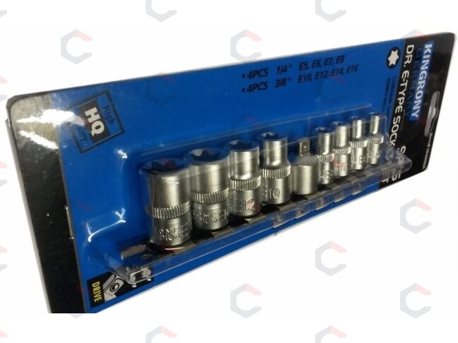 Galvučių rinkinys E-Tipas | 6.3 mm (1/4 ") / 10 mm (3/8") | E5 - E16 | 10 vnt. (KR384009A)