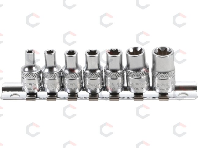Galvučių rinkinys E-Tipas | 6,3 mm (1/4") | E4 - E11 | 7 vnt. (6402) Galvučių rinkinys E-Tipas | 6,3 mm (1/4") | E4 - E11 | 7 vnt. (6402)