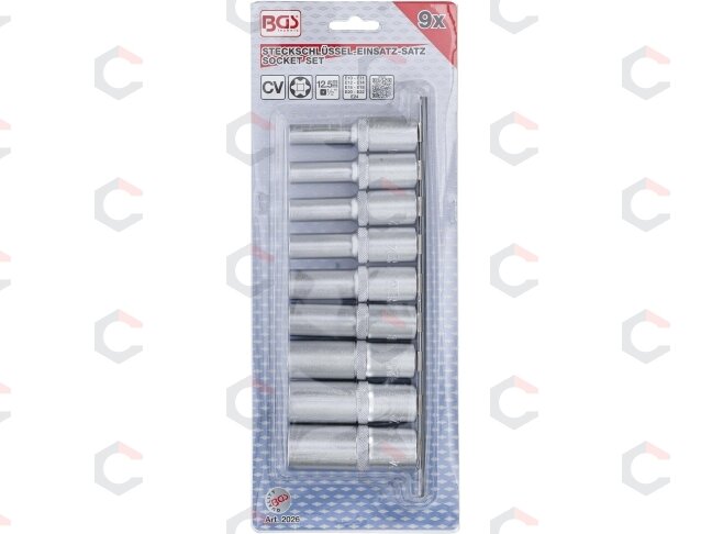 Galvučių rinkinys E-Tipas | Ilgos | 12,5 mm (1/2") | E10 - E24 | 9 vnt. (2026) 3 Galvučių rinkinys E-Tipas | Ilgos | 12,5 mm (1/2") | E10 - E24 | 9 vnt. (2026) 3
