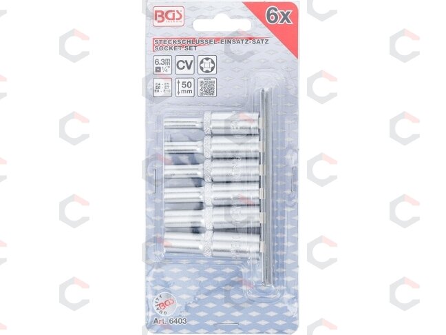 Galvučių rinkinys E-Tipas | Ilgos | 6.3 mm (1/4") | E4 - E10 | 6 vnt. (6403) 3