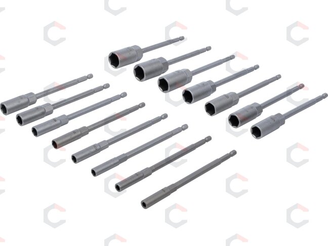 Galvučių rinkinys | ilgas tipas | 6.3 mm (1/4") | elektriniams gręžtuvams | 5.5 - 19 mm | 15 vnt. (70147) 1 Galvučių rinkinys | ilgas tipas | 6.3 mm (1/4") | elektriniams gręžtuvams | 5.5 - 19 mm | 15 vnt. (70147) 1