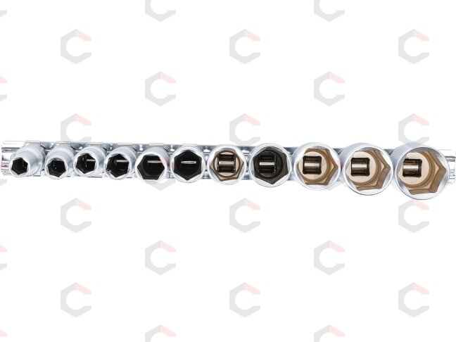 Galvučių rinkinys, šešiakampės, ilgos | 10 mm (3/8") | Coliniai dydžiai | 11 vnt. (2756) 2