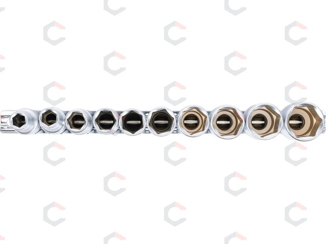 Galvučių rinkinys, šešiakampės, ilgos | 12,5 mm (1/2") | coliniai dydžiai | 10 vnt. (2435) 2 Galvučių rinkinys, šešiakampės, ilgos | 12,5 mm (1/2") | coliniai dydžiai | 10 vnt. (2435) 2