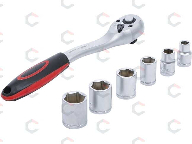 Galvučių rinkinys su terkšle | 10 mm (3/8") | 8-19 mm | 7 vnt. (15112) 2 Galvučių rinkinys su terkšle | 10 mm (3/8") | 8-19 mm | 7 vnt. (15112) 2