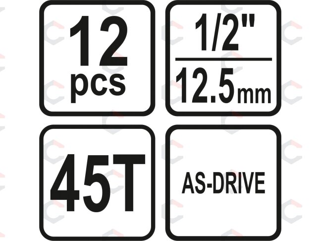 Galvučių rinkinys su terkšle | 12,5 mm (1/2") | 10-24 mm | 12 vnt. (58633) 3 Galvučių rinkinys su terkšle | 12,5 mm (1/2") | 10-24 mm | 12 vnt. (58633) 3