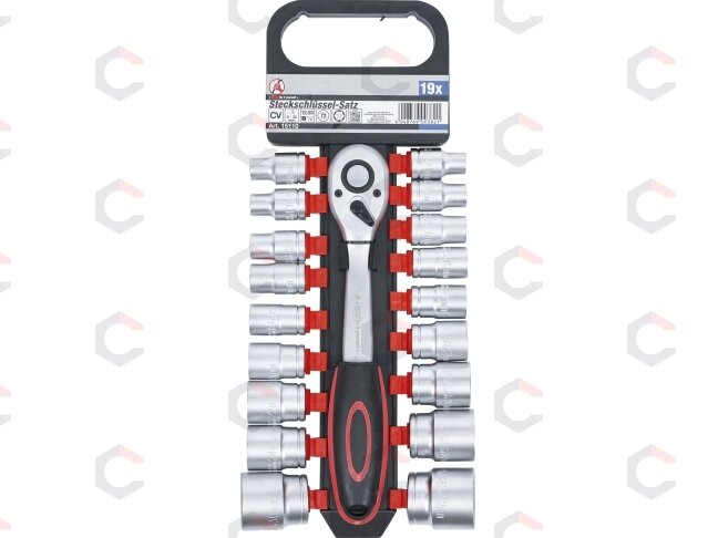 Galvučių rinkinys su terkšle | 12,5 mm (1/2") | 8-32 mm | 19 vnt. (B15110) Galvučių rinkinys su terkšle | 12,5 mm (1/2") | 8-32 mm | 19 vnt. (B15110)