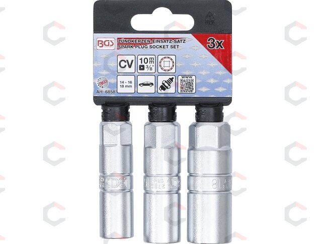 Galvučių rinkinys žvakėms 12 kampų | 10 mm (3/8") | 14 - 16 - 18 mm | 3 vnt. (6858) 1