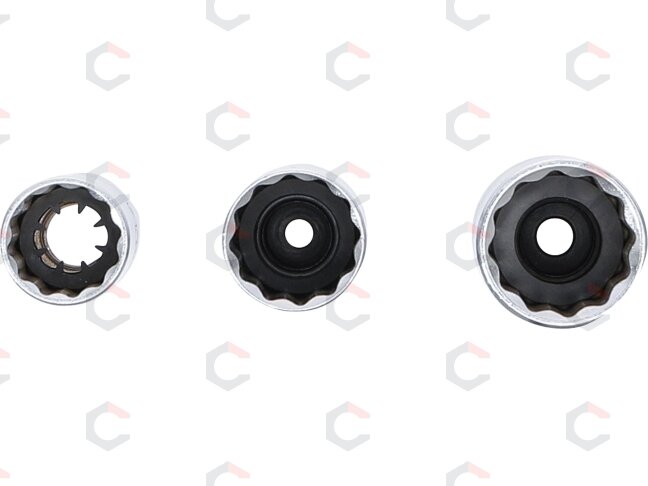 Galvučių rinkinys žvakėms 12 kampų | 10 mm (3/8") | 14 - 16 - 18 mm | 3 vnt. (6858) 3