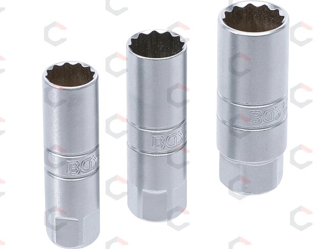 Galvučių rinkinys žvakėms 12 kampų | 10 mm (3/8") | 14 - 16 - 18 mm | 3 vnt. (6858)