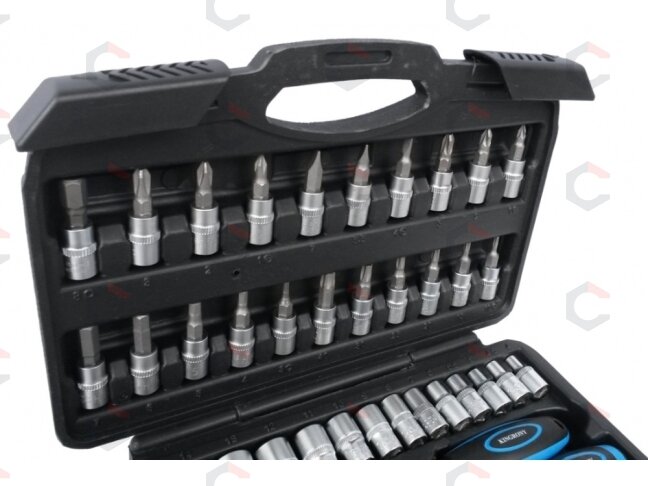Galvučių su terkšle rinkinys 1/4", 46vnt. (KR141046) 4 Galvučių su terkšle rinkinys 1/4", 46vnt. (KR141046) 4