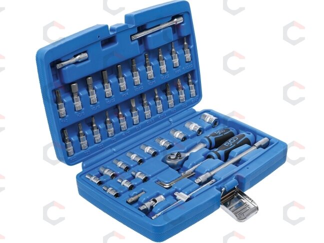 Galvučių su terkšle rinkinys | 6.3 mm (1/4") | coliniai dydžiai | 46 vnt. (2141) 1 Galvučių su terkšle rinkinys | 6.3 mm (1/4") | coliniai dydžiai | 46 vnt. (2141) 1