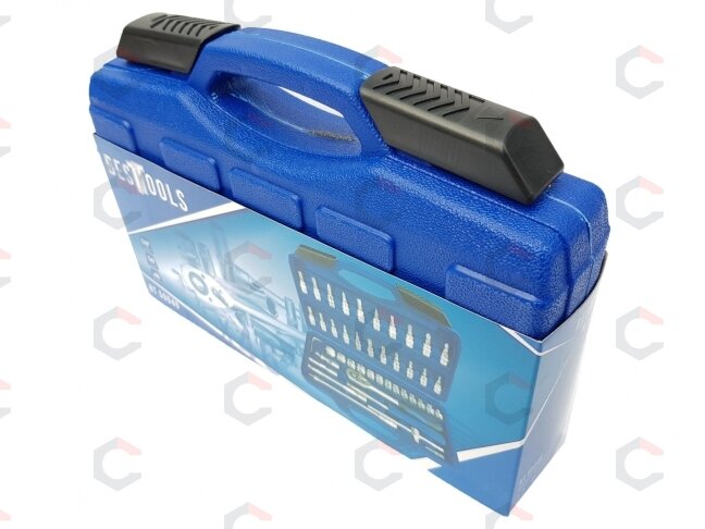 Galvučių su terkšle rinkinys | Cr-V | 6.3 mm (1/4") | 46 vnt. (BT50046) 2