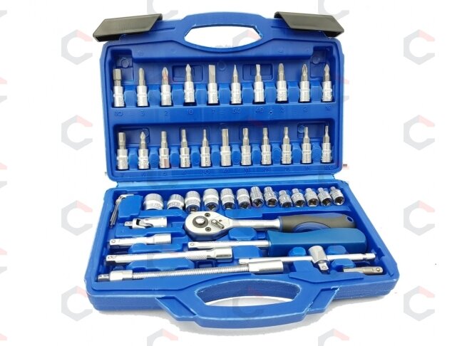 Galvučių su terkšle rinkinys | Cr-V | 6.3 mm (1/4") | 46 vnt. (BT50046) Galvučių su terkšle rinkinys | Cr-V | 6.3 mm (1/4") | 46 vnt. (BT50046)