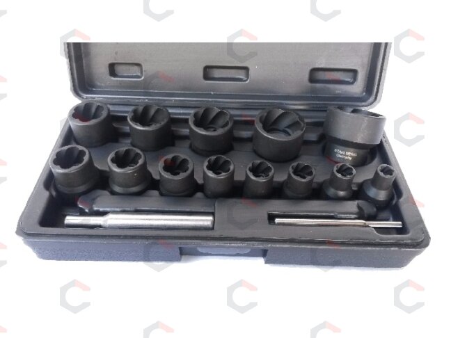 Galvučių sugadintiems varžtams komplektas 1/4"+1/2", 13vnt. "Stahlberg" (EH2408) 4 Galvučių sugadintiems varžtams komplektas 1/4"+1/2", 13vnt. "Stahlberg" (EH2408) 4
