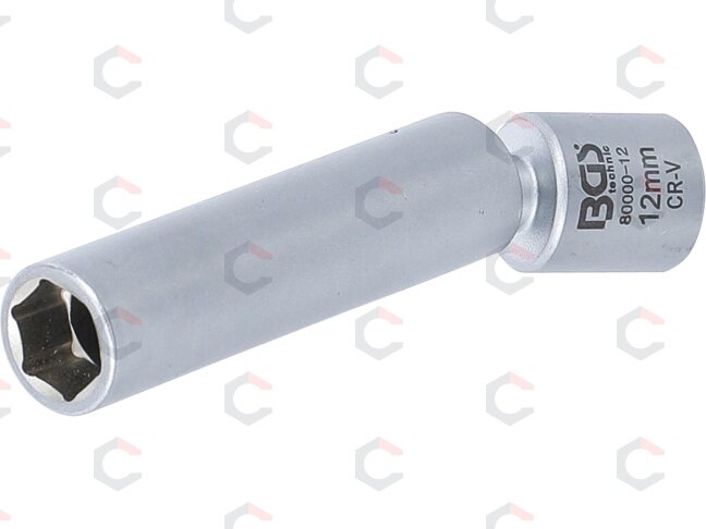 Galvutė kaitinimo ir uždegimo žvakėms | šarnyrinė | 10 mm (3/8") | 12 mm (80000-12) Galvutė kaitinimo ir uždegimo žvakėms | šarnyrinė | 10 mm (3/8") | 12 mm (80000-12)