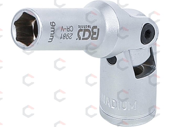 Galvutė kaitinimo žvakėms šešiakampė šarnyrinė | 10 mm (3/8") | 9 mm (2981) 1 Galvutė kaitinimo žvakėms šešiakampė šarnyrinė | 10 mm (3/8") | 9 mm (2981) 1