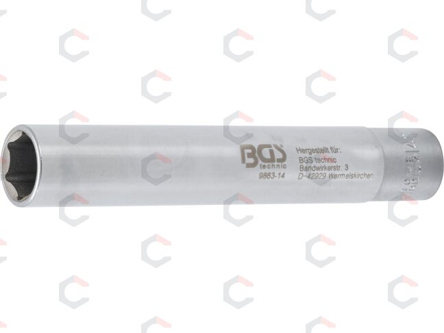 Galvutė šešiakampė | labai ilga | 10 mm (3/8") | 14 mm (9863-14) Galvutė šešiakampė | labai ilga | 10 mm (3/8") | 14 mm (9863-14)