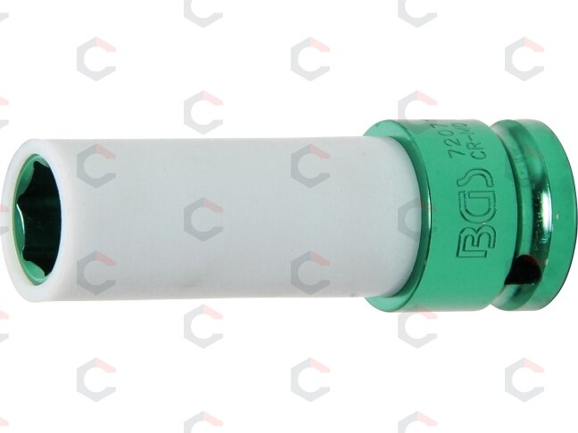 Galvutė smūginė ilga plonasienė | su plastikine apsauga | 12,5 mm (1/2") | 15 mm (7207) Galvutė smūginė ilga plonasienė | su plastikine apsauga | 12,5 mm (1/2") | 15 mm (7207)