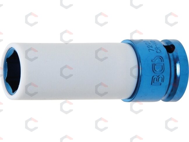 Galvutė smūginė ilga plonasienė | su plastikine apsauga | 12,5 mm (1/2") | 17 mm (7201) Galvutė smūginė ilga plonasienė | su plastikine apsauga | 12,5 mm (1/2") | 17 mm (7201)