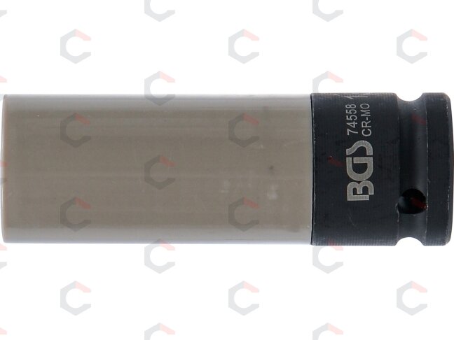 Galvutė smūginė ilga plonasienė | su plastikine apsauga | 12,5 mm (1/2") | 18.5 mm (74558) 3 Galvutė smūginė ilga plonasienė | su plastikine apsauga | 12,5 mm (1/2") | 18.5 mm (74558) 3