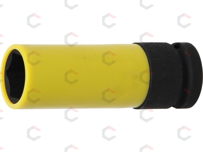Galvutė smūginė ilga plonasienė | su plastikine apsauga | 12,5 mm (1/2") | 19 mm (7302) Galvutė smūginė ilga plonasienė | su plastikine apsauga | 12,5 mm (1/2") | 19 mm (7302)