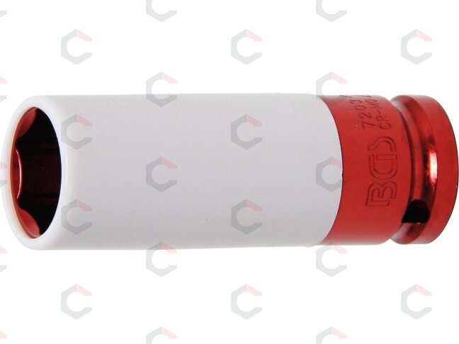 Galvutė smūginė ilga plonasienė | su plastikine apsauga | 12,5 mm (1/2") | 21 mm (7203)