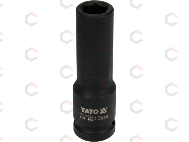 Galvutė smūginė šešiakampė ilga | 12,5 mm (1/2") | 12 mm (YT-1032) Galvutė smūginė šešiakampė ilga | 12,5 mm (1/2") | 12 mm (YT-1032)
