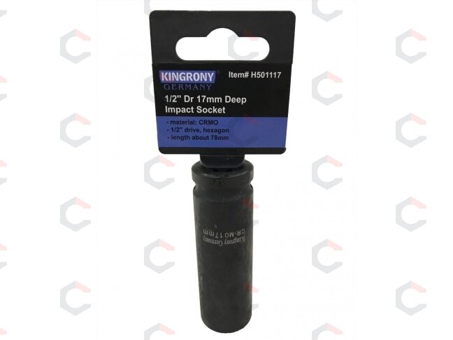 Galvutė smūginė šešiakampė ilga | 12,5 mm (1/2") | 17 mm (H501117) Galvutė smūginė šešiakampė ilga | 12,5 mm (1/2") | 17 mm (H501117)