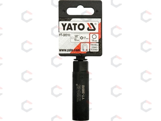 Galvutė žvakėms | 10 mm (3/8") | 14 mm (YT-38510) 1 Galvutė žvakėms | 10 mm (3/8") | 14 mm (YT-38510) 1