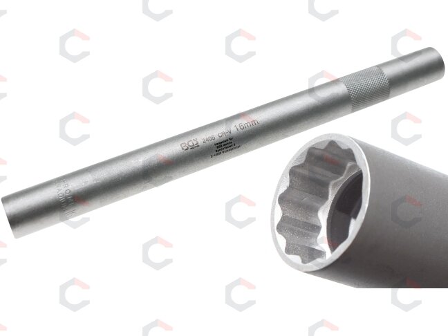 Galvutė žvakėms 12 kampų | ypač ilga | 10 mm (3/8") | 16 mm (2405) 1 Galvutė žvakėms 12 kampų | ypač ilga | 10 mm (3/8") | 16 mm (2405) 1