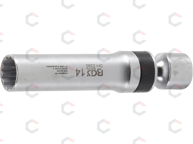 Galvutė žvakėms šarnyrinė 12 kampų | su atramine spyruokle 10 mm (3/8") | 14 mm (2390) Galvutė žvakėms šarnyrinė 12 kampų | su atramine spyruokle 10 mm (3/8") | 14 mm (2390)