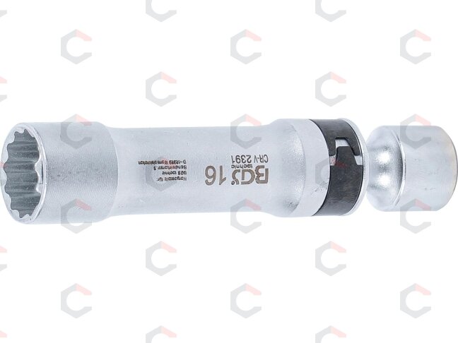Galvutė žvakėms šarnyrinė 12 kampų, su atramine spyruokle | 10 mm (3/8") | 16 mm (2391) 2 Galvutė žvakėms šarnyrinė 12 kampų, su atramine spyruokle | 10 mm (3/8") | 16 mm (2391) 2