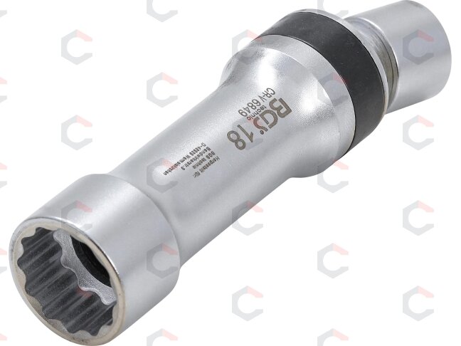 Galvutė žvakėms šarnyrinė 12 kampų | su atramine spyruokle 10 mm (3/8") | 18 mm (6849) 1 Galvutė žvakėms šarnyrinė 12 kampų | su atramine spyruokle 10 mm (3/8") | 18 mm (6849) 1