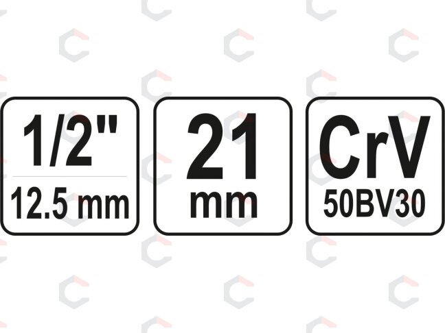 Galvutė žvakėms šešiakampė | 12,5 mm (1/2") | 21 mm (YT-12541) 2 Galvutė žvakėms šešiakampė | 12,5 mm (1/2") | 21 mm (YT-12541) 2