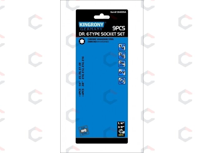Galvučių rinkinys E-Tipas | 6.3 mm (1/4 ") / 10 mm (3/8") | E5 - E16 | 10 vnt. (KR384009A) 2