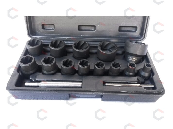 Galvučių sugadintiems varžtams komplektas 1/4"+1/2", 13vnt. "Stahlberg" (EH2408) 4