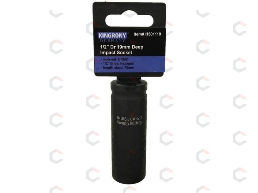 Galvutė smūginė šešiakampė ilga | 12,5 mm (1/2") | 19 mm (H501119) Galvutė smūginė šešiakampė ilga | 12,5 mm (1/2") | 19 mm (H501119)