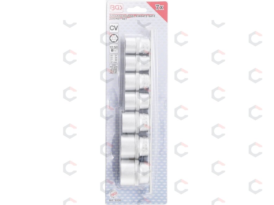 Galvučių rinkinys, šešiakampės | 12,5 mm (1/2") | 20 - 32 mm | 7 vnt. (9108) 1 Galvučių rinkinys, šešiakampės | 12,5 mm (1/2") | 20 - 32 mm | 7 vnt. (9108) 1