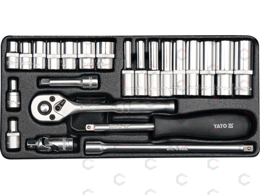 Galvučių su terkšle rinkinys | 6.3 mm (1/4") | 23 vnt. (YT-14421)