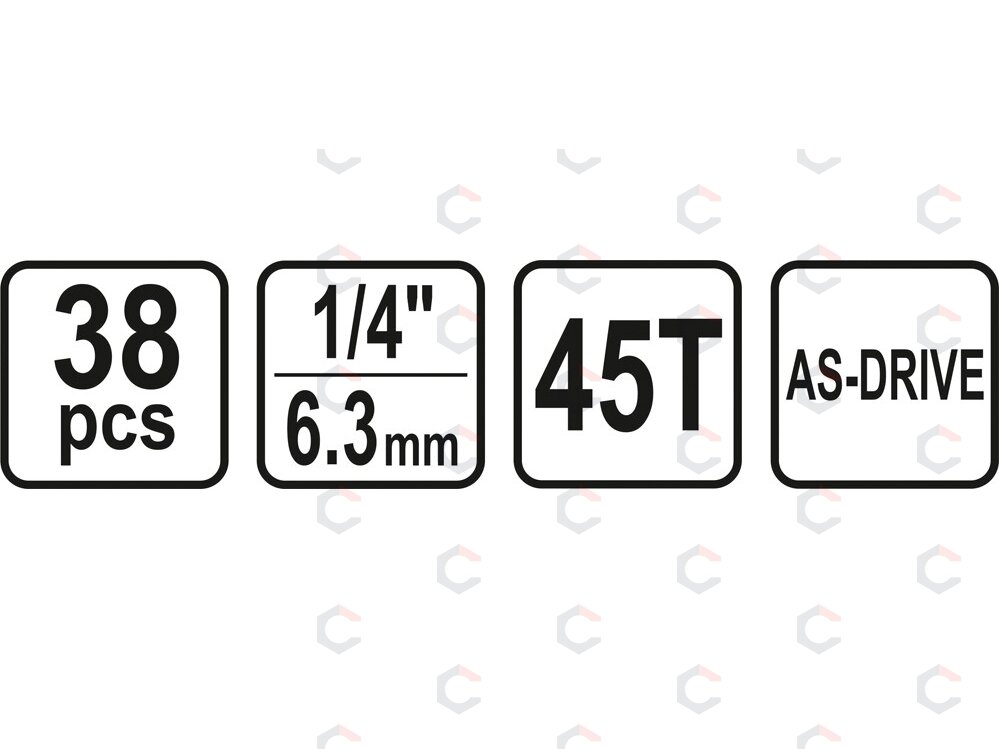 Galvučių ir terkšlės rinkinys | 1/4" (6,3 mm) | 38 dalių (58640) 5
