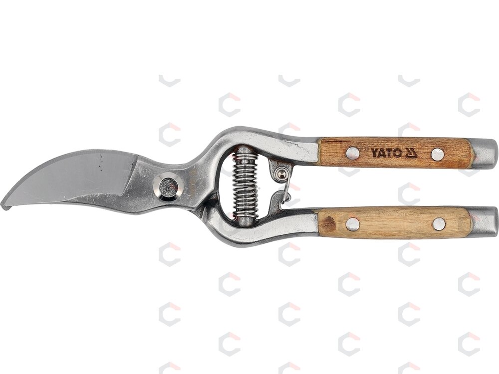 Genėjimo žirklės žirklinio tipo, kaltos 210 mm, medinėmis rankenomis (YT-88053) Genėjimo žirklės žirklinio tipo, kaltos 210 mm, medinėmis rankenomis (YT-88053)