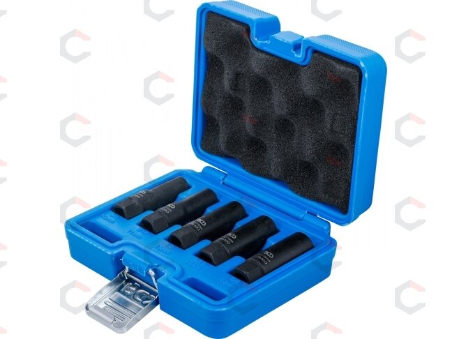 Gilus spiralinio profilio galvučių ir varžtų ištraukiklių rinkinys | 10 mm (3/8") | 10–16 mm | 5 vnt. (74568) 1 Gilus spiralinio profilio galvučių ir varžtų ištraukiklių rinkinys | 10 mm (3/8") | 10–16 mm | 5 vnt. (74568) 1