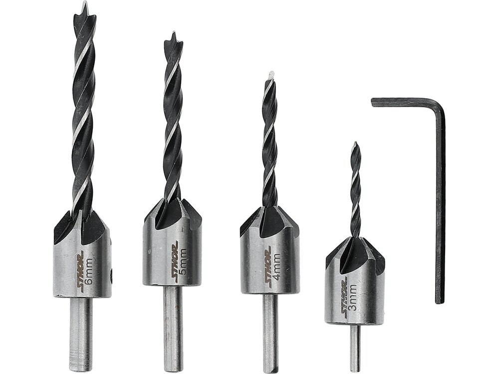 Grąžtų su įgilintuvais rinkinys medienai Sthor | 3–6 mm | HSS 4241 | 5 vnt. (22720) 2 Grąžtų su įgilintuvais rinkinys medienai Sthor | 3–6 mm | HSS 4241 | 5 vnt. (22720) 2
