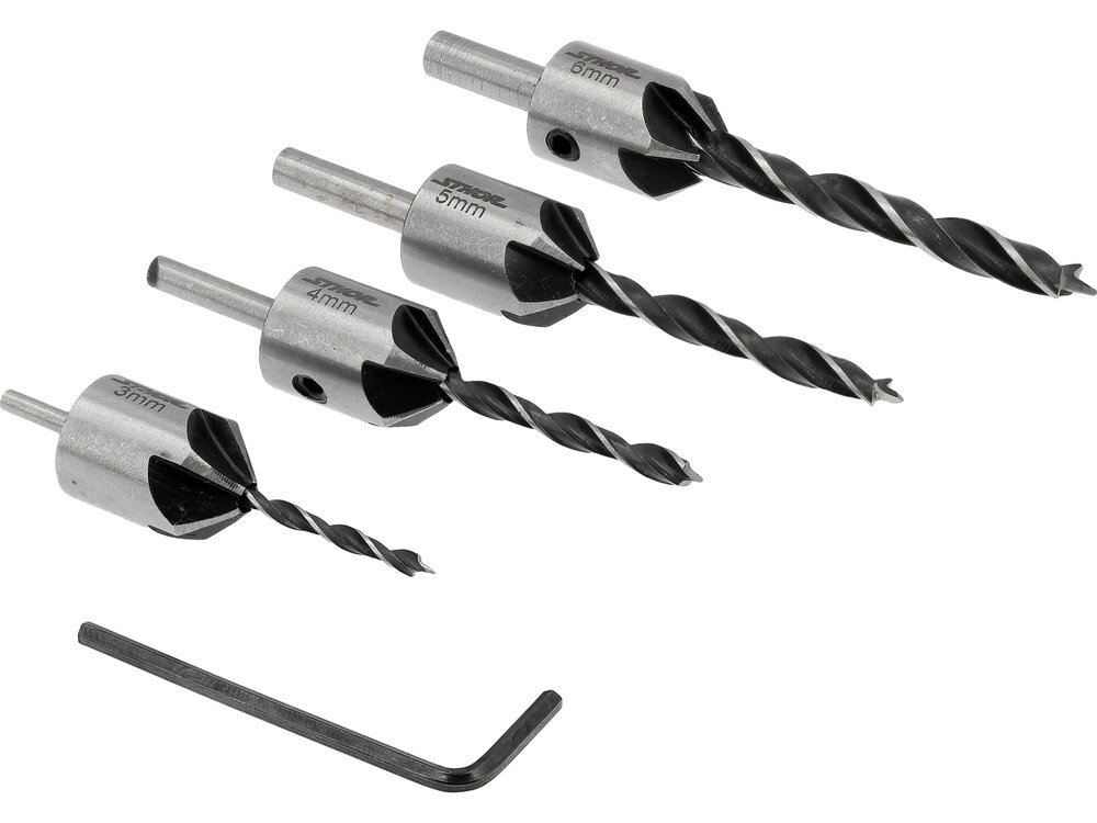 Grąžtų su įgilintuvais rinkinys medienai Sthor | 3–6 mm | HSS 4241 | 5 vnt. (22720) Grąžtų su įgilintuvais rinkinys medienai Sthor | 3–6 mm | HSS 4241 | 5 vnt. (22720)