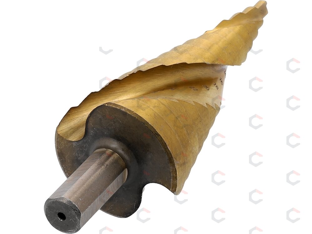 Pakopinis spiralinis grąžtas | HSS 4341 | TiN danga | Ø 4–32 mm | Yato (YT-44748) 1 Pakopinis spiralinis grąžtas | HSS 4341 | TiN danga | Ø 4–32 mm | Yato (YT-44748) 1